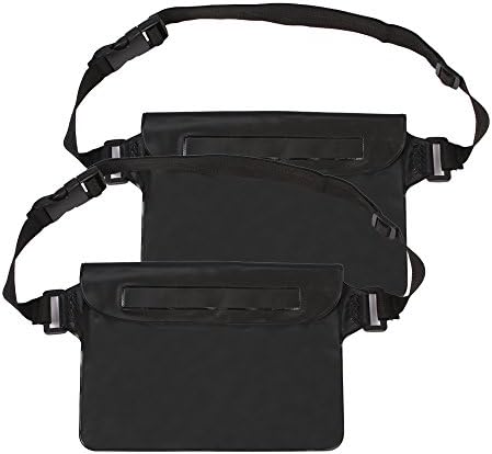 Black Waterproof Pouch with Waist Strap Adjustable,Multifunctional Waterproof Bag Keep Your Phone and Valuables Safe and Dry,Perfect for Boating Swimming Snorkeling