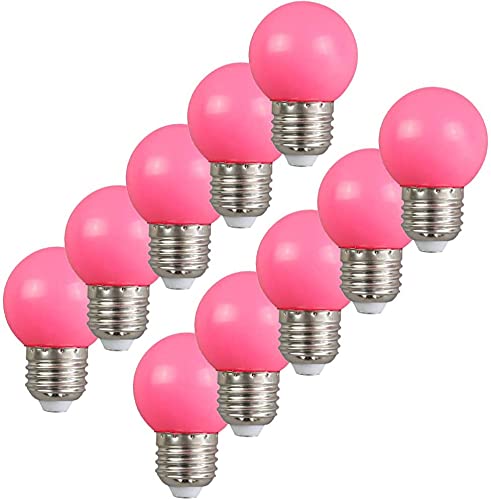 Aiwerttes E27 Spiral Cover Bulb, 2W, LED Edison Light, Pink Golf Light, Outdoor Terrace Party Wedding, Halloween,Christmas, 10 Packs