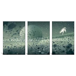 3 Panel Abstract Astronaut Floating in Space x 3 Panels