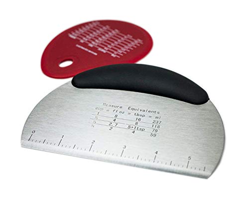 HUJI Stainless Steel Dough Scraper Pastry Cutter Chopper and Silicone Bowl Scraper with measurements