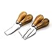 Freehawk 4 Pieces Set Cheese Knives with Bamboo Wood Handle Steel Stainless Cheese Slicer Cheese Cutter (Round Handle)