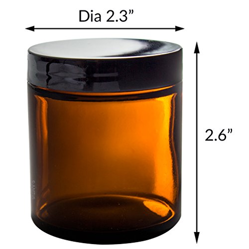 Amber Glass Straight Sided Jar - 4 oz (12 Pack) + Labels + Small Glass Balm Jar