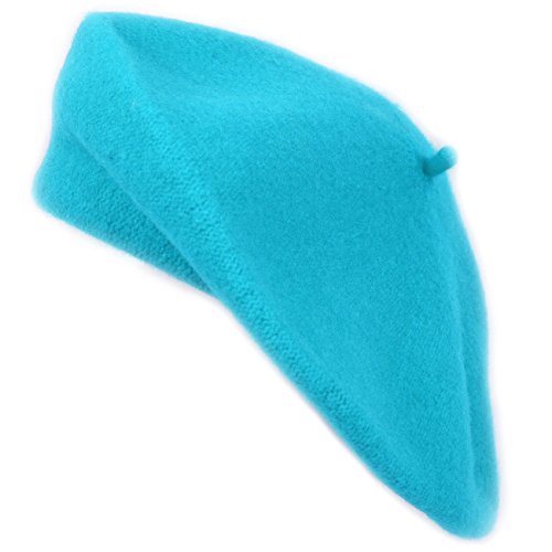 boxed-gifts Ladies Solid Colored French Wool Beret (Turquoise)
