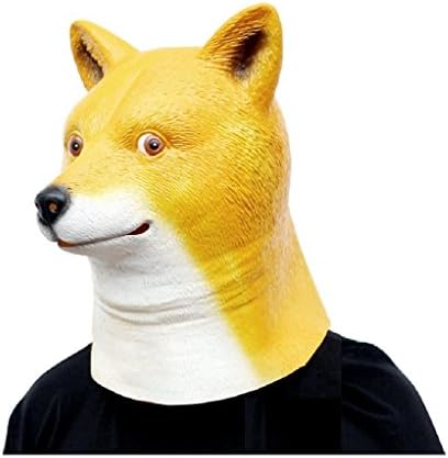 Halloween Latex Animal Head Cute Shiba Dog Mask Cosplay Party Novelty Costume