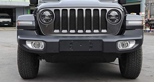 Hgcar ABS Silver Car Front Bumper Fog Light Decoration Cover 2pcs for Jeep Wranger JL 2018+