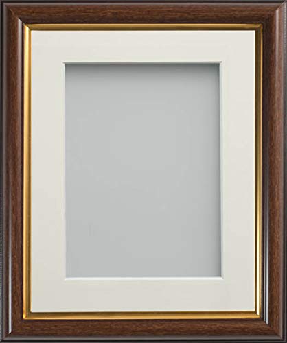 Frame Company Eldridge Mahogany Photo Frame with Ivory V-Groove Mount, 14x11 for 12x8 inch, fitted with perspex — image 1