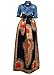 Huiyuzhi Women's African Print Skirts Long Maxi Skirt Dashiki Ball Gown (3XL, Yellow-Orange) (XXL, Black)