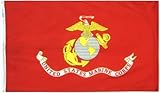 Annin Flagmakers Model 439005 U.S. Marine Corps Military Flag Nylon SolarGuard NYL-Glo, 3x5 ft, 100% Made in USA to Official Specifications. Officially Licensed