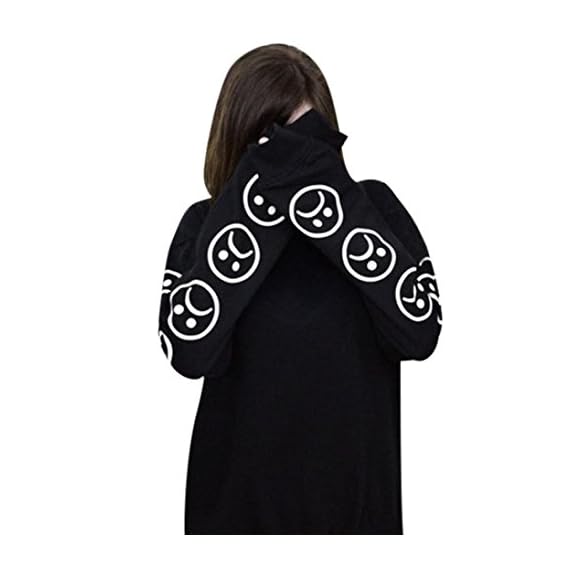 GBSELL-Womens-Girl-Long-Sleeve-Black-White-Sad-Faces-Pullover-Tops-Casual-Sport
