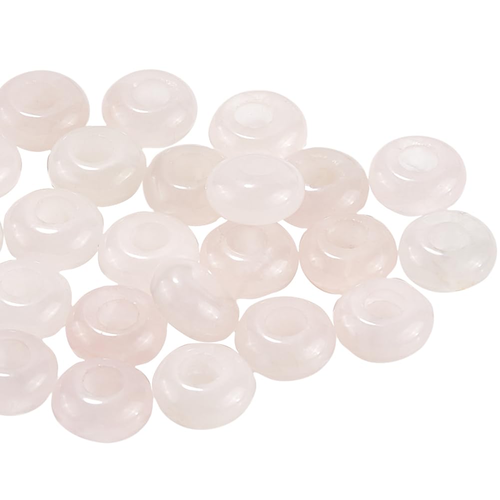 SOFPLATE 1 Box 30Pcs Large Hole Gemstone Beads Gemstone Rondelle Beads Pink Natural Rose Quartz Clear Loose Spacer Indian Agate Bead Bulk for jewellery Making Hair Pen Women Bracelet Accessories