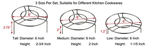 ESYLIFE Stainless Steel Cooking Ware Steaming Rack Stand Pressure Cooker Steam Rack, Diameter 6 Inch, 3 Size a Set