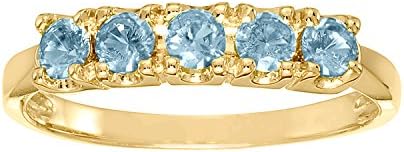 ArtCarved Sweet Moment Simulated Blue Zircon December Birthstone Ring, 10K Yellow Gold, Size 5