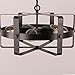 UNITARY Brand Black Metal Drum Farmhouse Pendant Lighting for Kitchen Island with 5 E26 Bulb Sockets, Industrial Hanging Lights, Dining Room Pendant Light Fixture