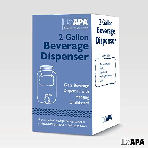 image for Ilyapa Outdoor Glass Beverage Dispenser with Stainless Steel Spigot - 