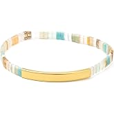 Scout Curated Wears - Good Karma Miyuki Bracelet - One Of A Kind - Mint/Peach/Gold