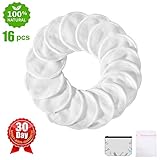 Reusable Makeup Remover Pads 16 Packs Organic Bamboo Cotton Rounds Facial Toner Pads,Washable Soft Cleansing Towel Wipes with Laundry Bag