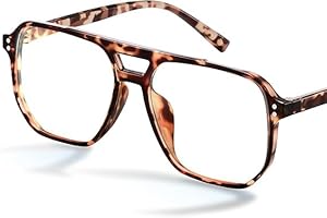 livho Vintage Aviator Blue Light Blocking Glasses, Fashion Oversized Frames with UV Protection Coating, Unisex Design