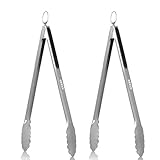 ICCKER Grill Tongs, 18 inch Heavy Duty Set of 2 Non-Stick BBQ Tongs with Silicone Tip and Locking Clip,Heat Resistant Kitchenware Design for Vegetable BBQ Cake Bread