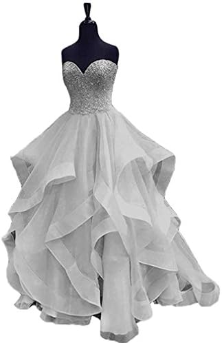 songya Beaded Evening Party Ball Gown Ruffled Prom Quinceanera Dresses SY092