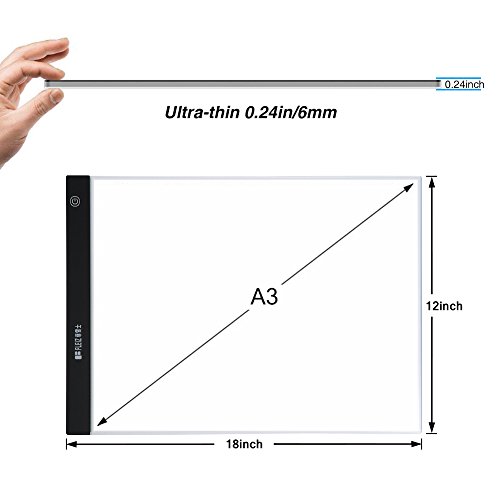 A3 Tracing Light Box, Stepless Brightness Control with Memory Function, Elfeland Portable Ultra-thin Light Panel LED Light Pad Copy Board, USB Power Cable, for Drawing, Sketching, Animation - Thumbnail 5