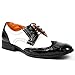 Ferro Aldo M-109185 Black White Men's Lace Up Wing Tip Proforated Oxford Dress Shoes w/ Leather Lining