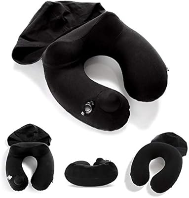 Travel Pillow With Hoodie For Adults Foldable Inflatable Neck