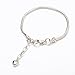 RUBYCA 5pcs White Silver Plated Heart Lobster European Snake Chain Bracelets fit Charm Beads 8.3