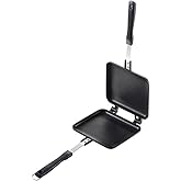 Panini Press Hot Sandwich Maker Non-Stick Panini Grill Pan with Handle Aluminum Flip Pan for Home and Outdoor Camping, 1 Pack