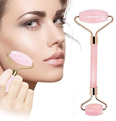 Facial Jade Roller, Jade Face Roller Rose Quartz Massage Tool, Anti-Aging Massage Facial Roller, Roller for Face Beauty, Rejuvenates Face and Neck Skin, Cheeks Slimmer, Skin Tightening