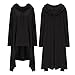 Shineya Women's Solid Color Pullover Hoodie Asymmetric Hem Sweatshirts Dress S-4XL Black 4X-Large