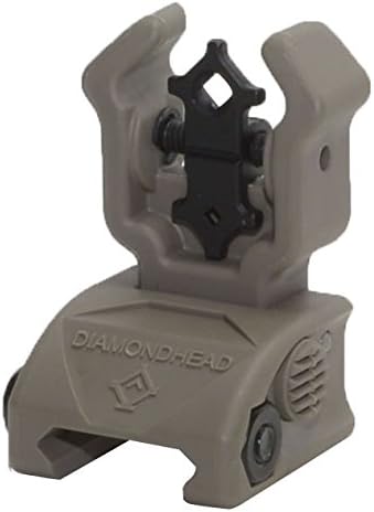 Diamondhead USA Polymer Rear Flip Up Sights with NiteBrite, Flat Dark Earth