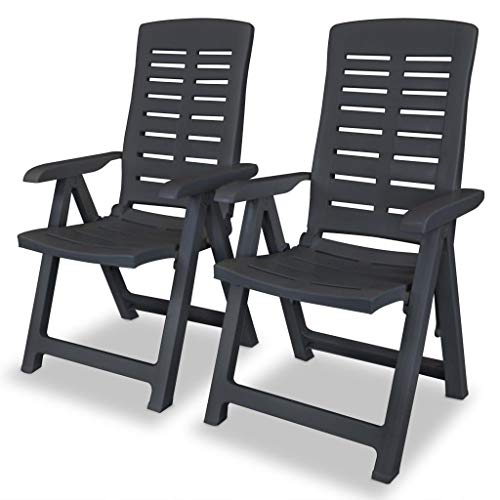vidaXL Bistroset 3-TLG. Balkonset Balkonmöbel Gartenmöbel Gartengarnitur Gartenset Sitzgruppe Tisch 2 Stühle Klappstuhl Kunststoff Anthrazit – Bild 5