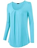 Laksmi Women's Ruched Casual T Shirt Top, Long Sleeve Scoop Neck