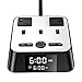 Alarm Clock with USB Charger - Alarm Clock Charging Station Dock with 3 USB Charging Ports and 2 AC Outlets Surge Protector, 6ft Cord UL Listed, Bedside USB Alarm Clock for Home Bedrooms Dorm Hotel
