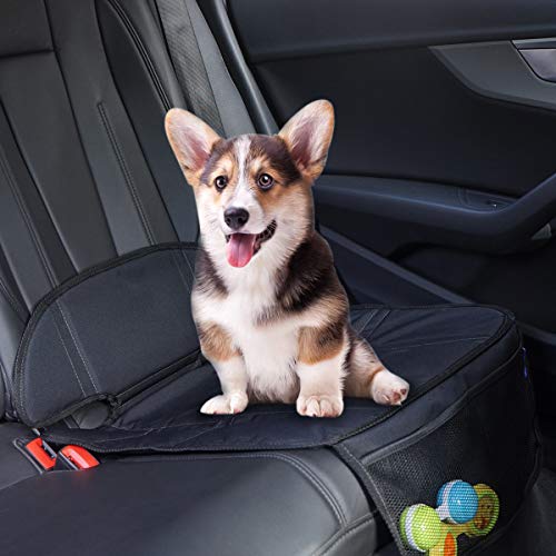 INFANZIA Car Seat Protector for Baby Car Seats - Child Seat Protection Mat for Under Carseat with Thickest Padding to Protect Leather & Fabric Upholstery, Black