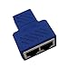 HUACAM RJ45 Splitter Adapter 1 to 2 Female Port CAT 7/ CAT 6/CAT 5 LAN Ethernet Socket Splitter Connector Adapter,Navy Blue-2 Packs