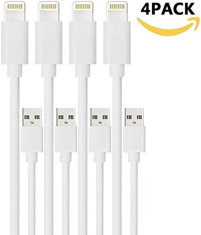 iPhone Cable, 4Pack 3FT Lightning Cable Cords Charger 8 Pin USB Sync & Charging Cords Compatible with iPhone 7/7 Plus/6s/6s Plus/6/6 Plus/5s/5c/5/SE, iPad/iPod (White)