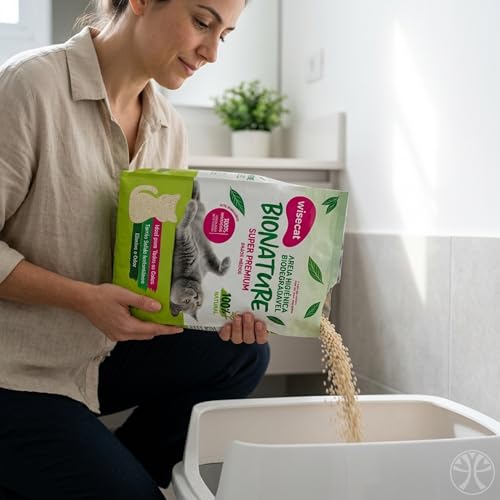 Areia de Mandioca Biodegradável para Gatos Grãos Médios 8kg | Granulado natural de mandioca, compostavel, alta absorcao e controle de odor, rende ate 30 dias por gato