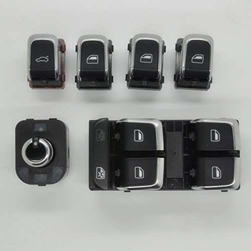 Set 6 CHROME SWITCH Window Master Mirror Trunk FOR Audi A4 S4 B8 Q5 A5 2009-2012