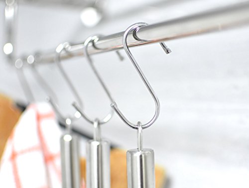 Cualfec 40 Pcs S Hooks Stainless Steel Heavy Duty Hooks for Kitchen Pot Rack to Hang Pots and Pans, Kitchen Towels, Kitchen Utensil, Idea Kitchen Organization Kitchen Storage Supplies