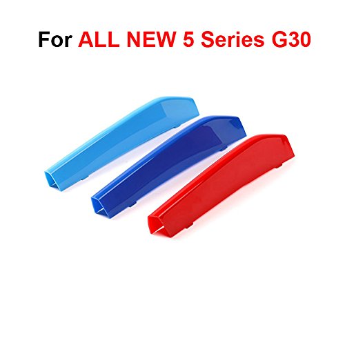 for 07-18 BMW 5 Series G30 G38 G31(9Grilles one Side) 3D M Styling 3 Colors Front Grille Trim Motorsport Stripes Grill Cover Performance Stickers 3Pcs