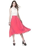 Regna X BOHO Women's High Waist Pleated Flare Chiffon Midi Skirt Dress (2styles, plus size available)