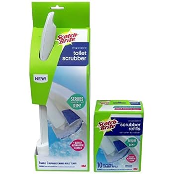 Scotch Brite 3M Toilet Wand Cleaner System with Caddy and 10 Refill Scrubbers Click N Flip