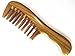 Myhsmooth Gsp-2w-wt Wide Tooth Wood Handmade Natural Green Sandalwood No Static Comb with Wavy Handle with Aromatic Scent for Detangling Curly Hair and Gift(7.4