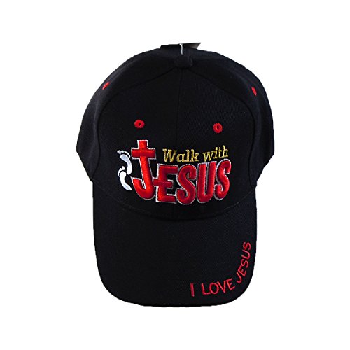 Walk with Jesus I Love Jesus Adjustable Baseball Cap, 7 Colors Available (Black)