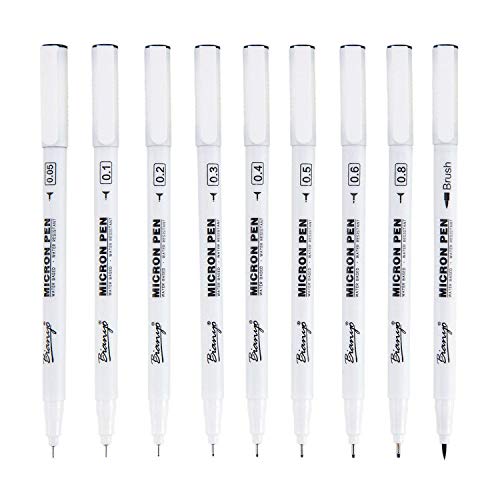 Bianyo Micro-Line Pens-Archival Ink-Ultra Fine Point, Art Waterproof Black Pen Set for Sketching, Artist Illustration, Technical Drawing, Office Documents, Scrapbooking, 9/Set - Thumbnail 2