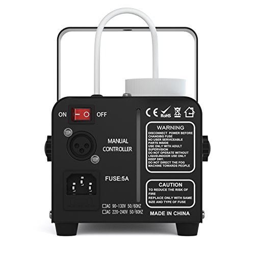 MFL Fog Machine, Portable Smoke Machine with LED Lights and Wireless Remote Control for Stage, Disco, Halloween and Weddings (500W, 2000 CFM)