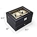 TWING Black Pu Leather 20 Grid Jewelry Watch Display Organizer Gloss Top Box Case Large