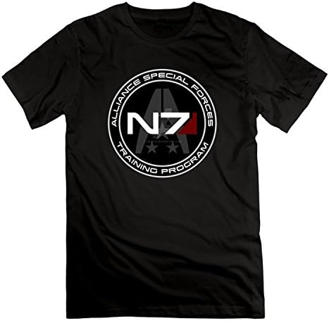 YYOUBUY Short Sleeve Men's Mass Effect N7 Training Program Custom Logo T-shirt - Black Summer Tee