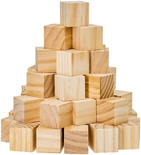 Wooden Cubes for Arts and Crafts - DIY - Photo Blocks - 1.5 Inch Unfinished Natural Wood Blocks - 50 Pieces - by Dragon Drew - Thumbnail 5